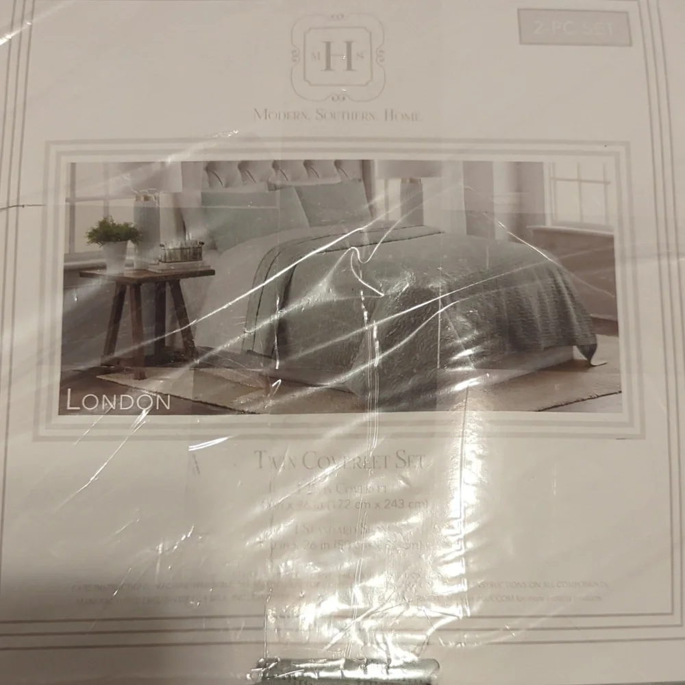 Modern Southern Home Twin Coverlet Cotton Set New